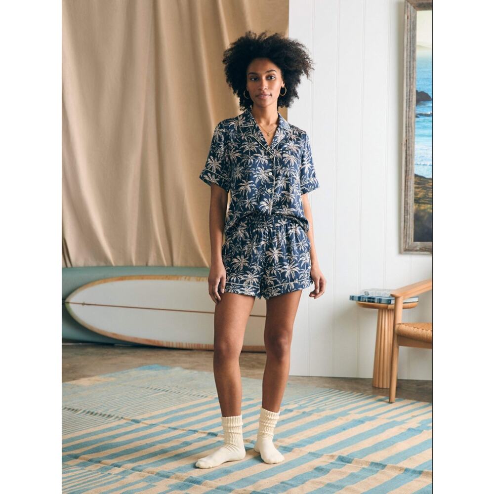 Mara Intimite Navy Tropics Tree Pajamas‎ Set Summer Resort Made in Peru